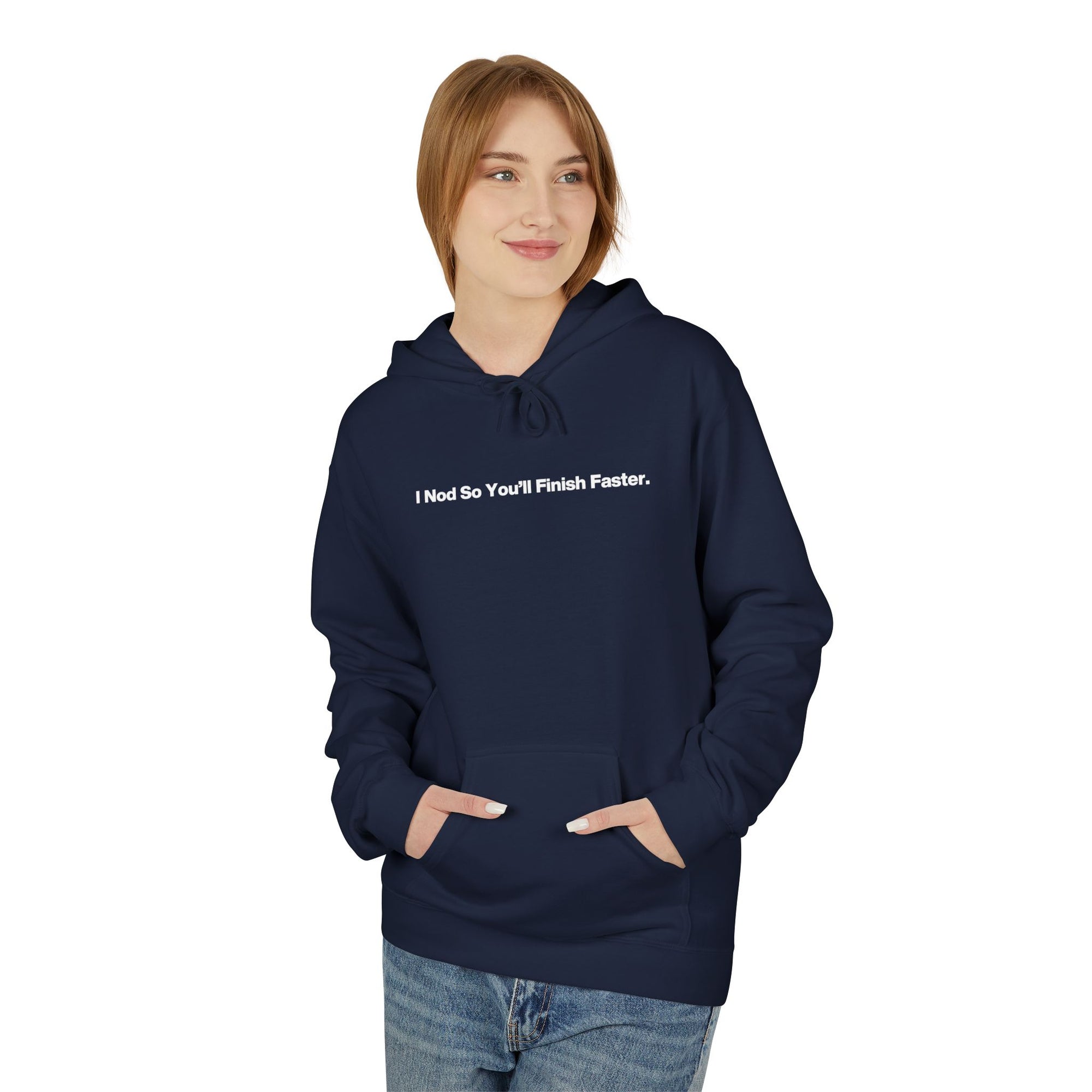 Minimalist White Hoodie - Small Center Text "About Me: I’m Fine &amp; Peaceful"