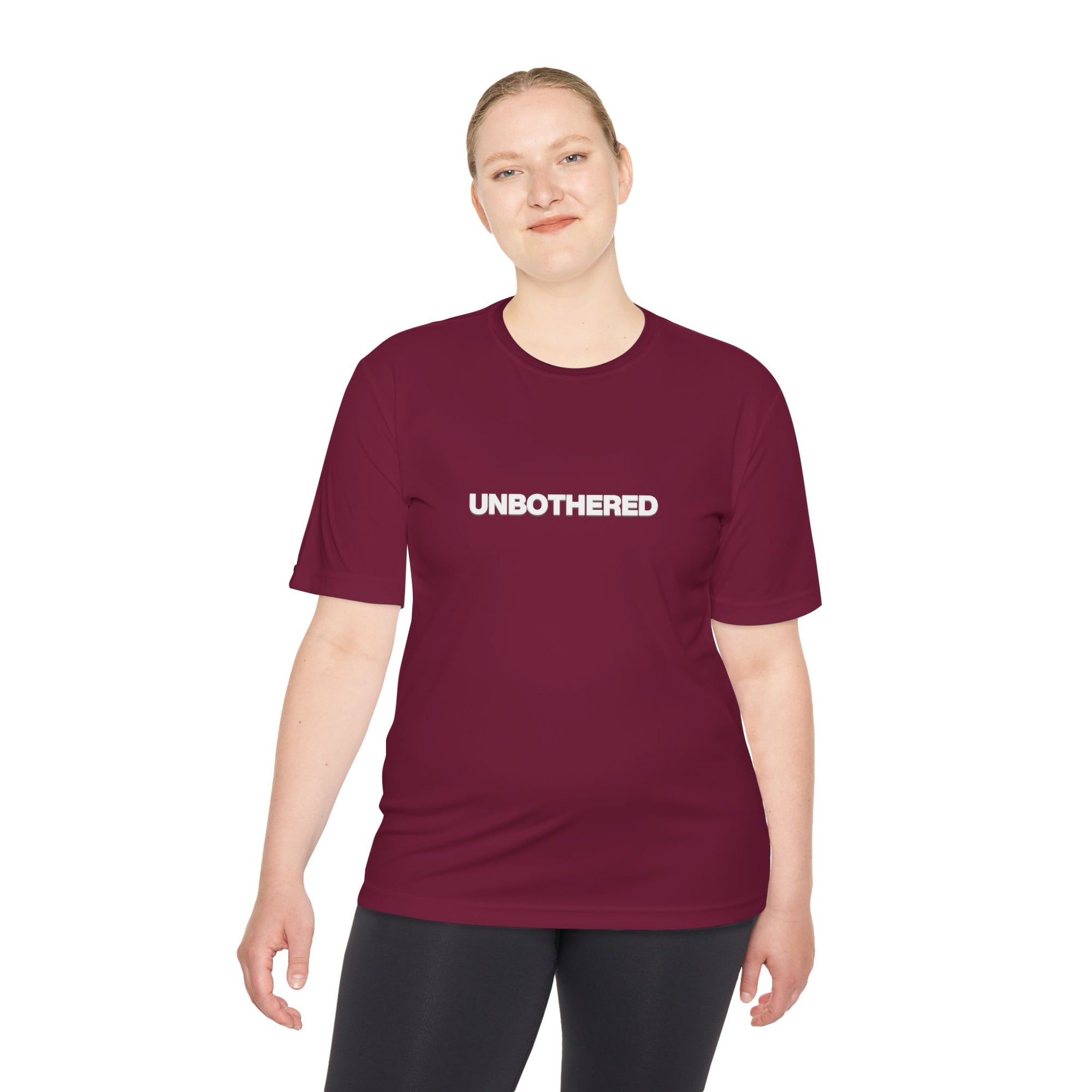 Unbothered Moisture-Wicking Tee — Minimal Graphic Athletic Shirt