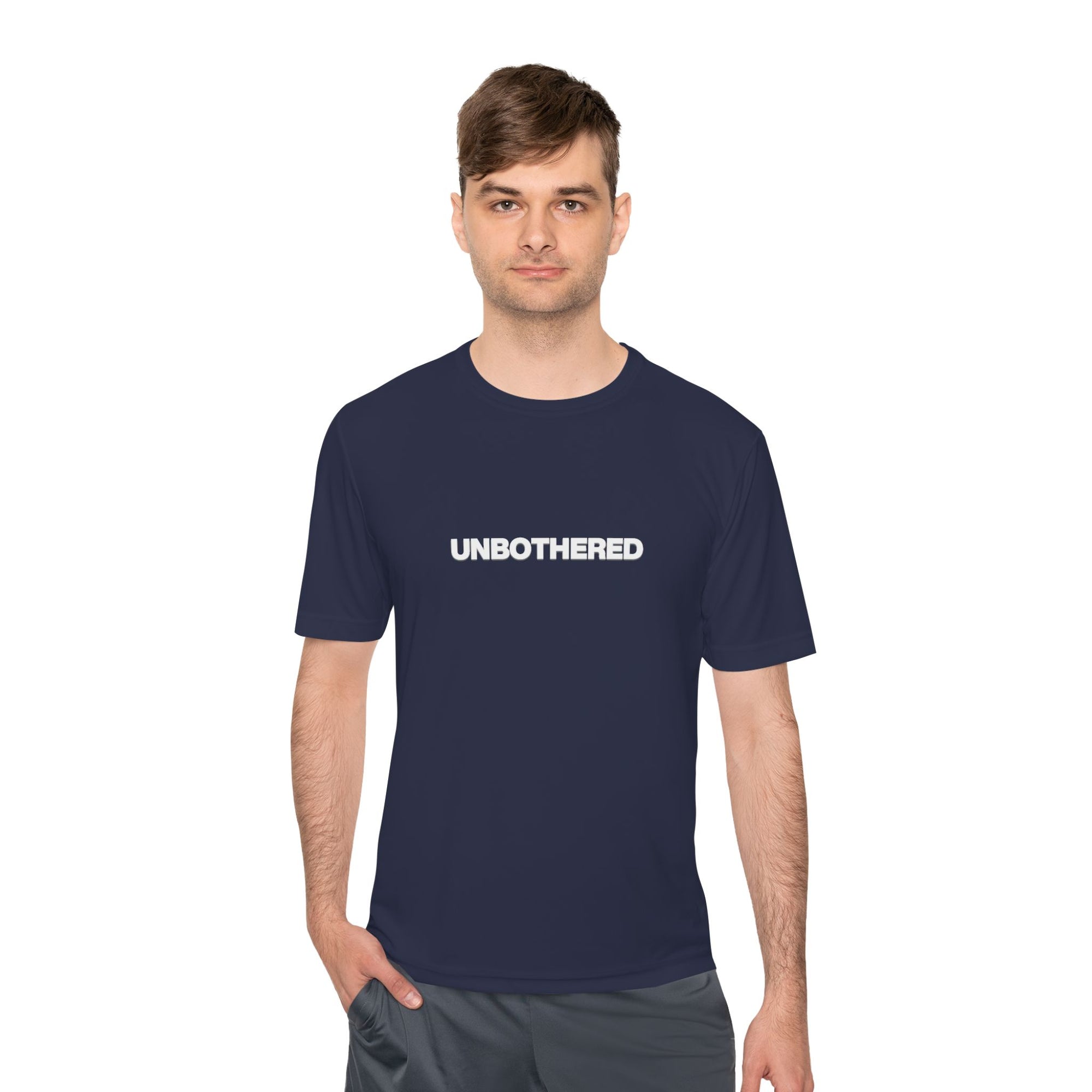 Unbothered Moisture-Wicking Tee — Minimal Graphic Athletic Shirt