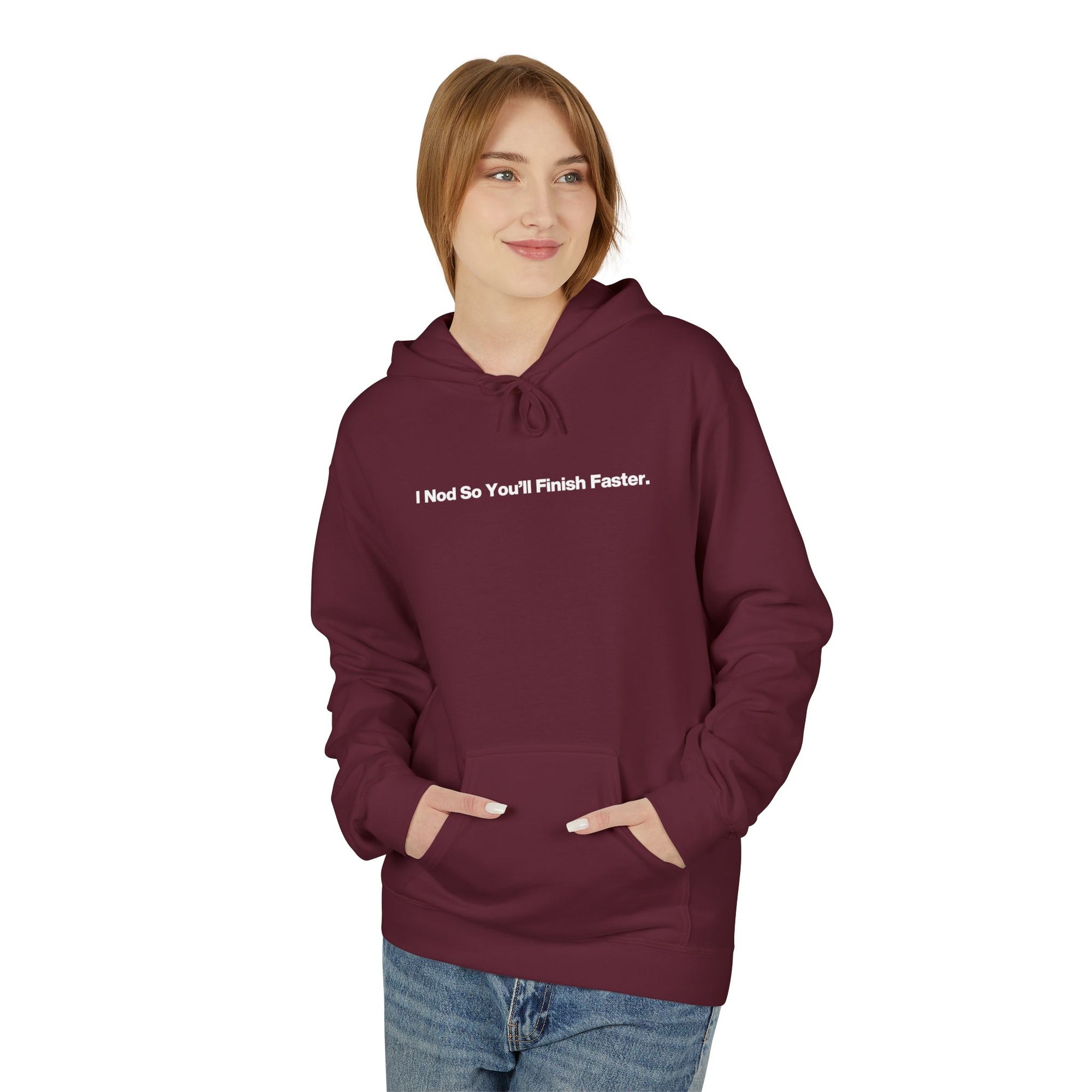 Minimalist White Hoodie - Small Center Text "About Me: I’m Fine &amp; Peaceful"
