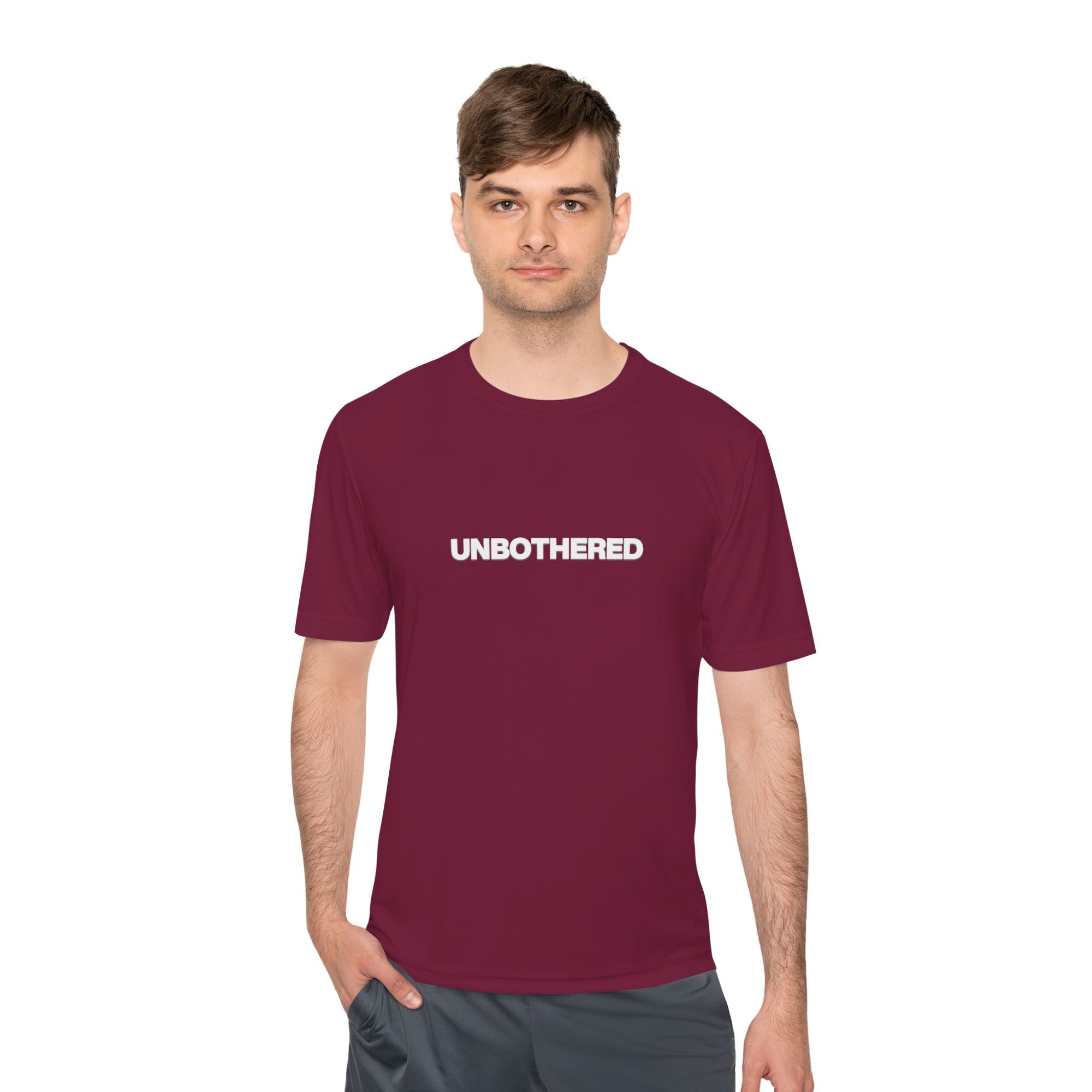 Unbothered Moisture-Wicking Tee — Minimal Graphic Athletic Shirt