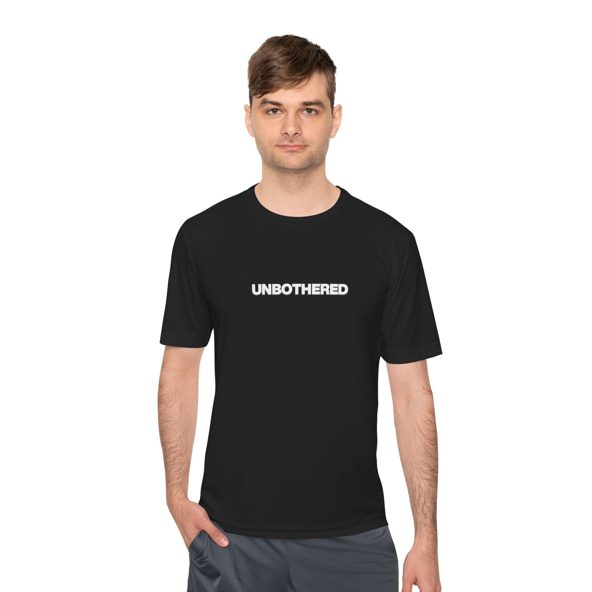 Unbothered Moisture-Wicking Tee — Minimal Graphic Athletic Shirt