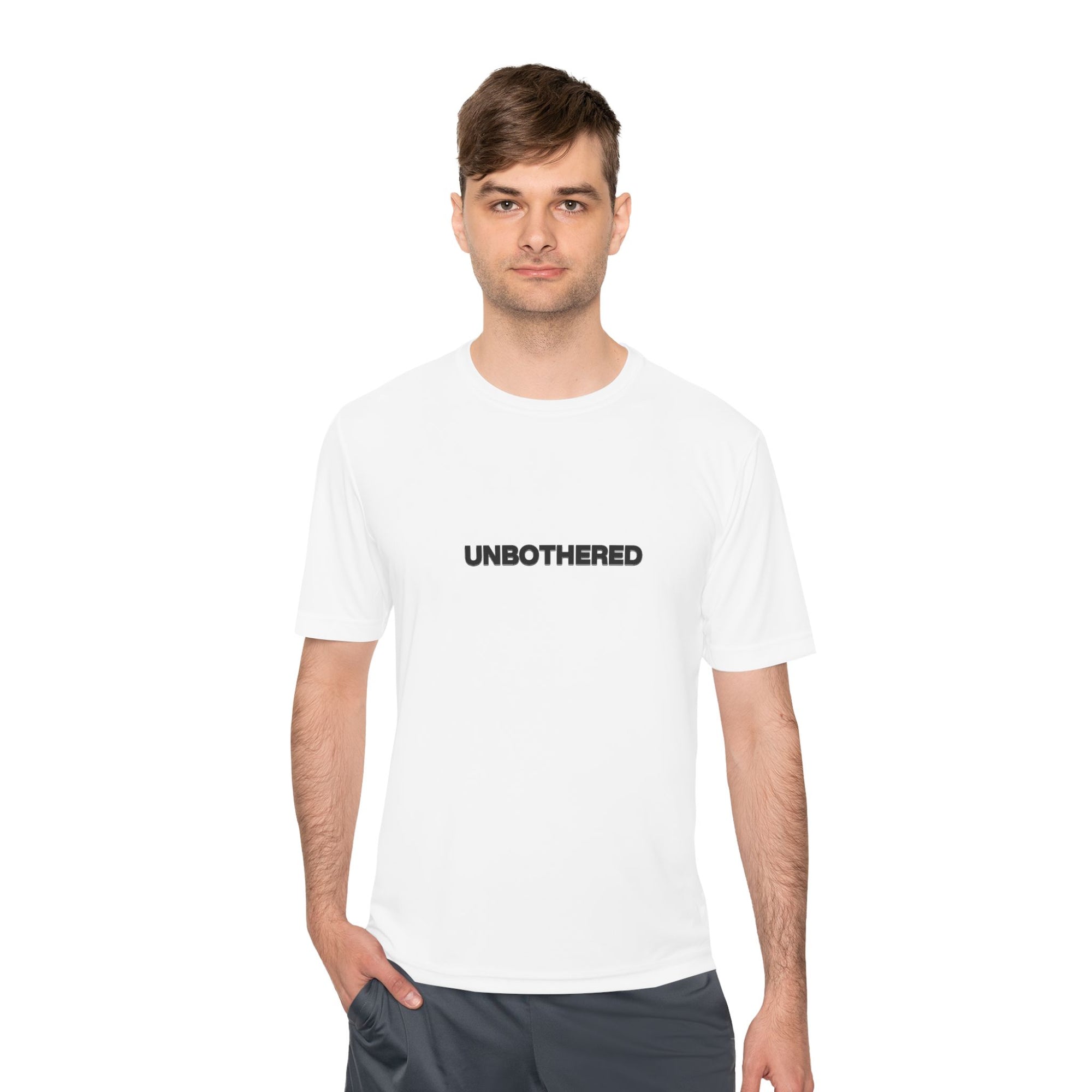 Unbothered Moisture-Wicking Tee — Minimal Graphic Athletic Shirt